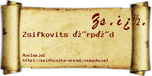 Zsifkovits Árpád névjegykártya